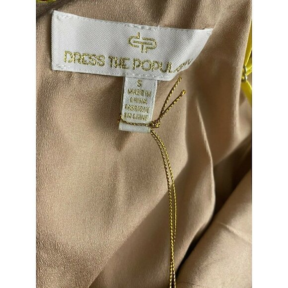 Dress The Population Dress Size S NEW Francesca Embroidered Lace A-Line Yellow - Picture 8 of 8